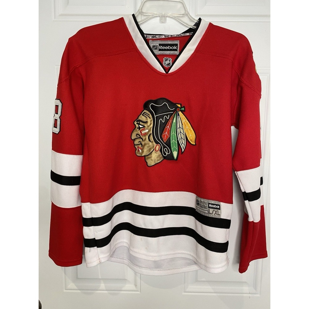 Patrick Kane Boys Youth L / XL NHL Reebok Chicago Blackhawks Hockey Jersey Red